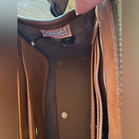 Vintage Dooney & Bourke All Weather Leather Brown Black Handbag Bag Satchel D&B - Picture 6 of 15